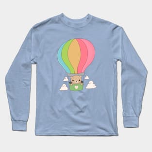 Hot Air Ballon Brown Bear T-Shirt Long Sleeve T-Shirt